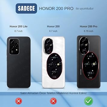 Ehr. Honor 200 Pro ile Uyumlu Lansman Kılıf, İçi Kadife Silikon, Kamera Çıkıntılı Koruyucu, Leke Tutmaz ve Darbe Emici Şık Kapak (Siyah, Honor 200 Pro)
