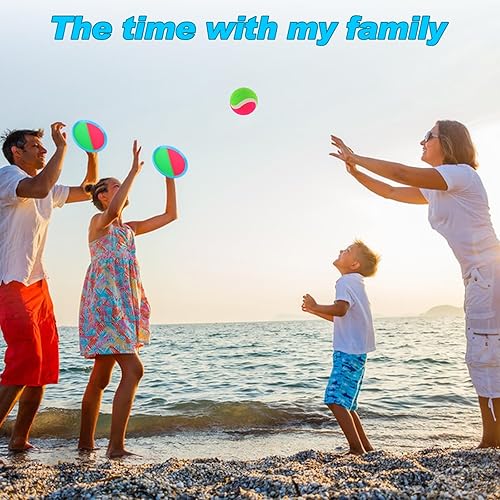 Miniatura 6 de Tyxywmm Juego de pelotas de juego para lanzar y atrapar, 6 raquetas y 3 bolas, juego para exteriores, juegos para niños, juguetes para exteriores y