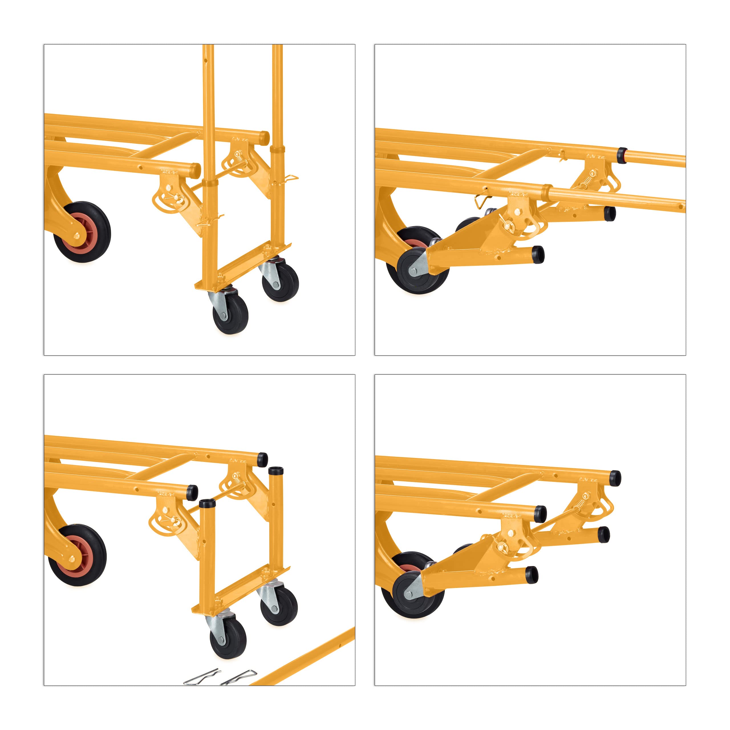 Relaxdays Carrello Portapacchi per Scale, Carrellino da Trasporto Trolley Saliscale capacità di Carico 50/150 kg, Giallo