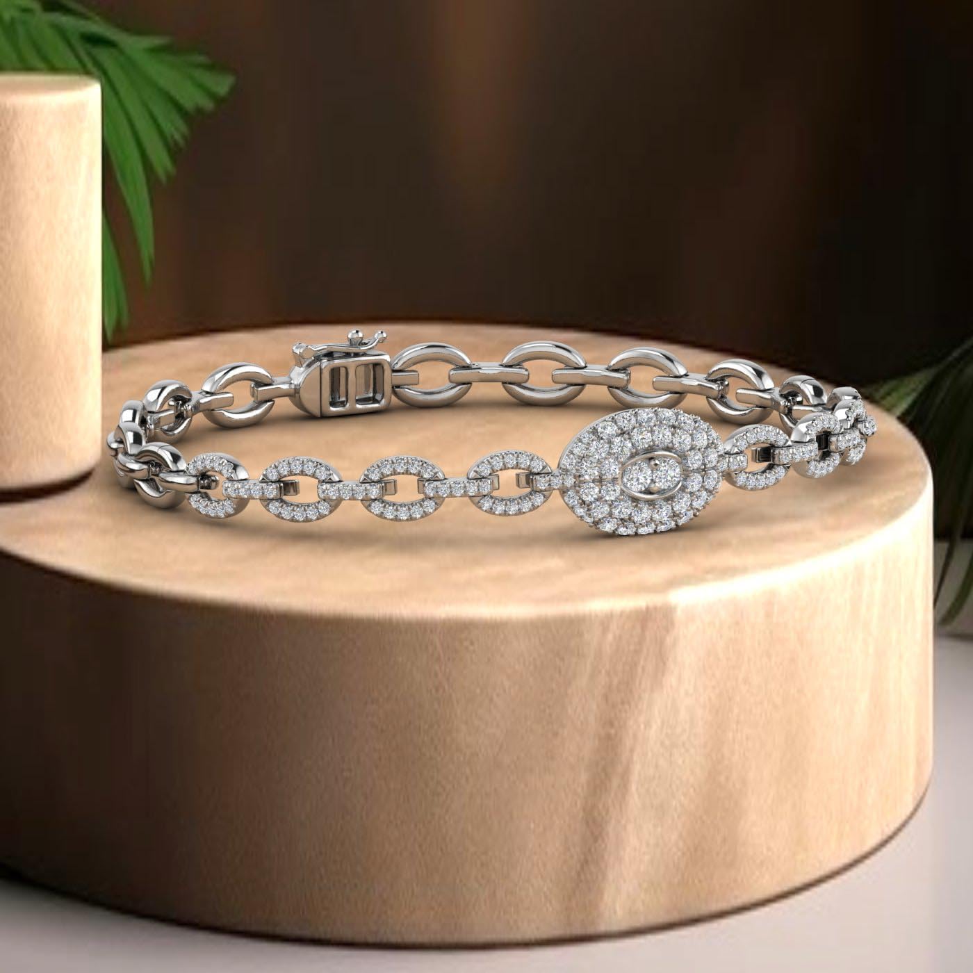 1.2 Carat 4 Prong Set Round Cut Natural Diamond Link Bracelet for Women in 10K Gold Jewelry Gift for Women