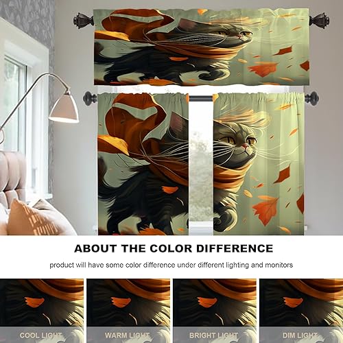 Miniatura 366 de Cenefas de cocina modernas con patrón de cobre marrón dorado para ventanas, cenefas opacas abstractas de marcas de arañazos y cortinas opacas