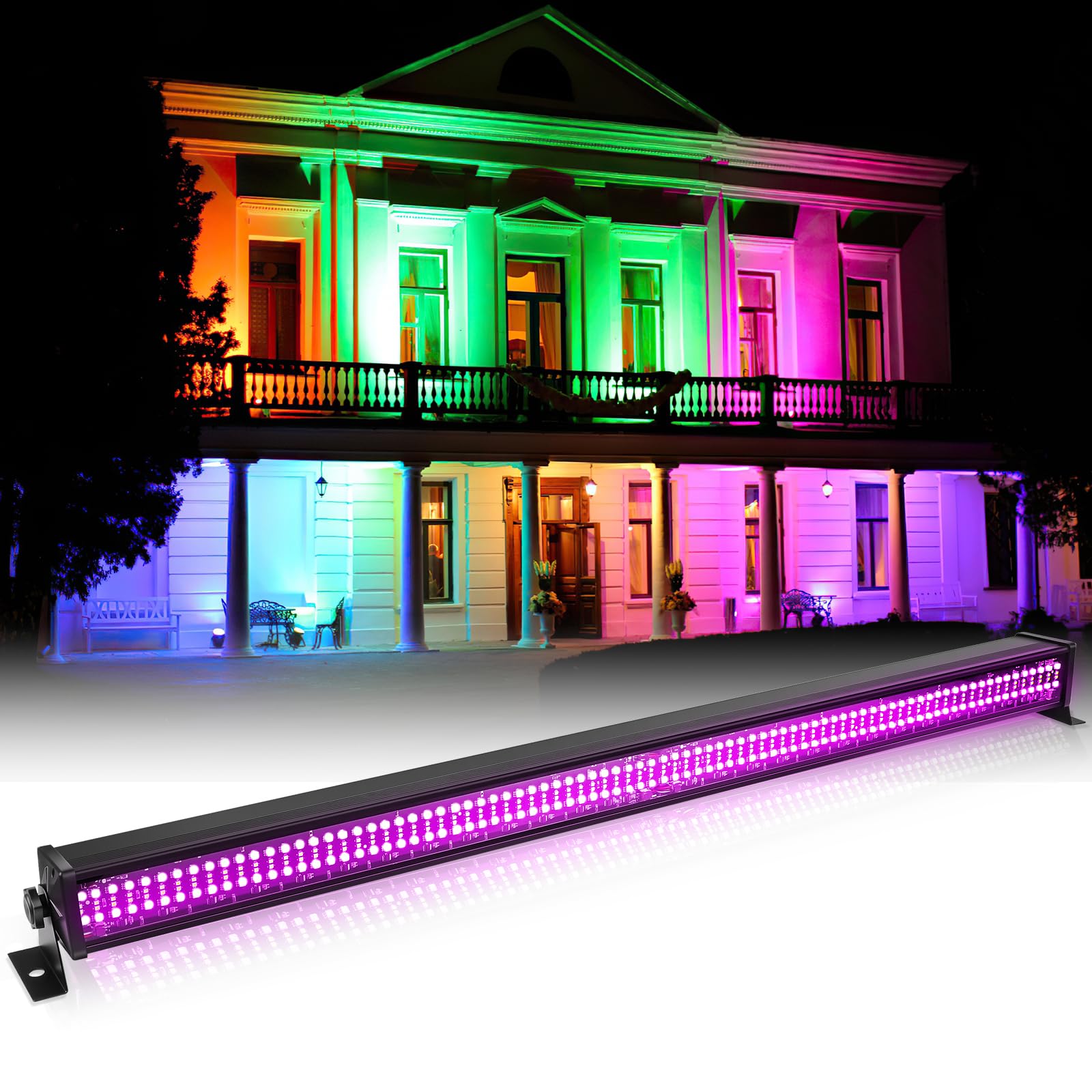 336 LED Wallwasher Barra Luminosa, U`King 120W RGBW Luce da Palcoscenico Luci Discoteca, Effetti Luce Strobo Faretto per DJ Nozze Feste Halloween Natale, 1 pezzo