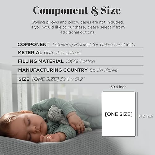 Miniatura 5 de DAEGU1988HOME Colcha y manta con volantes 100% algodón para bebés y niños pequeños, de 39.4 x 51.2 pulgadas, fabricada en Corea, multiusos, alta