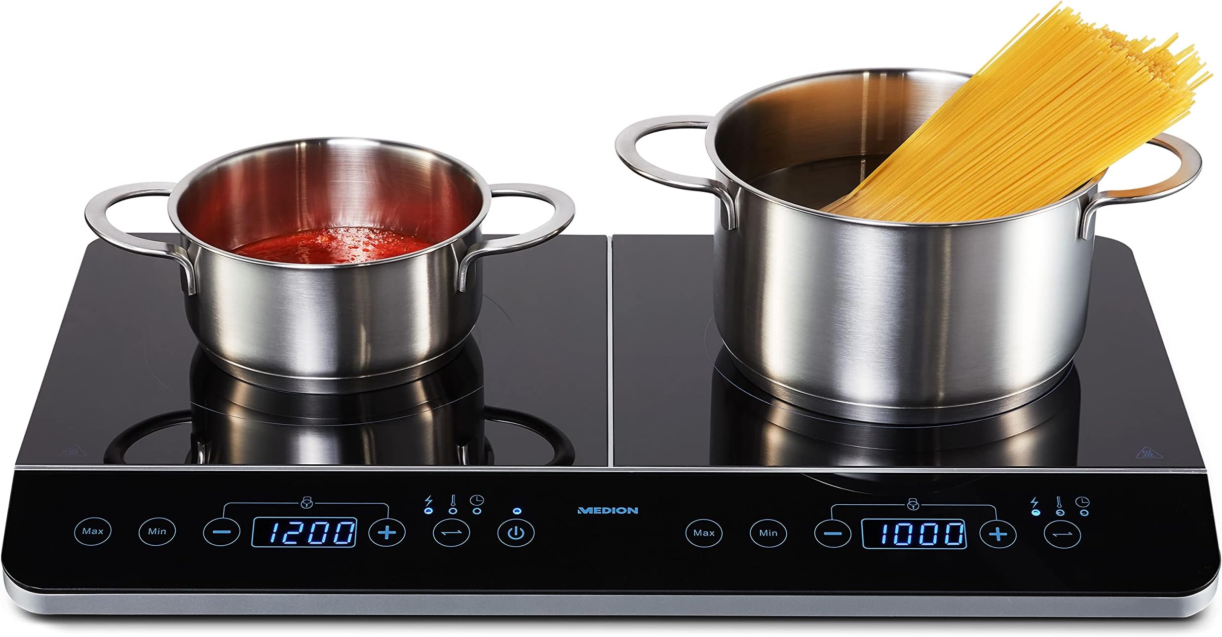 Piastra A Induzione A 2 Zone Con Regolazione Tramite La Manopola Potenza Totale 7000 W Trifase Mm 407x701x143h P 31226