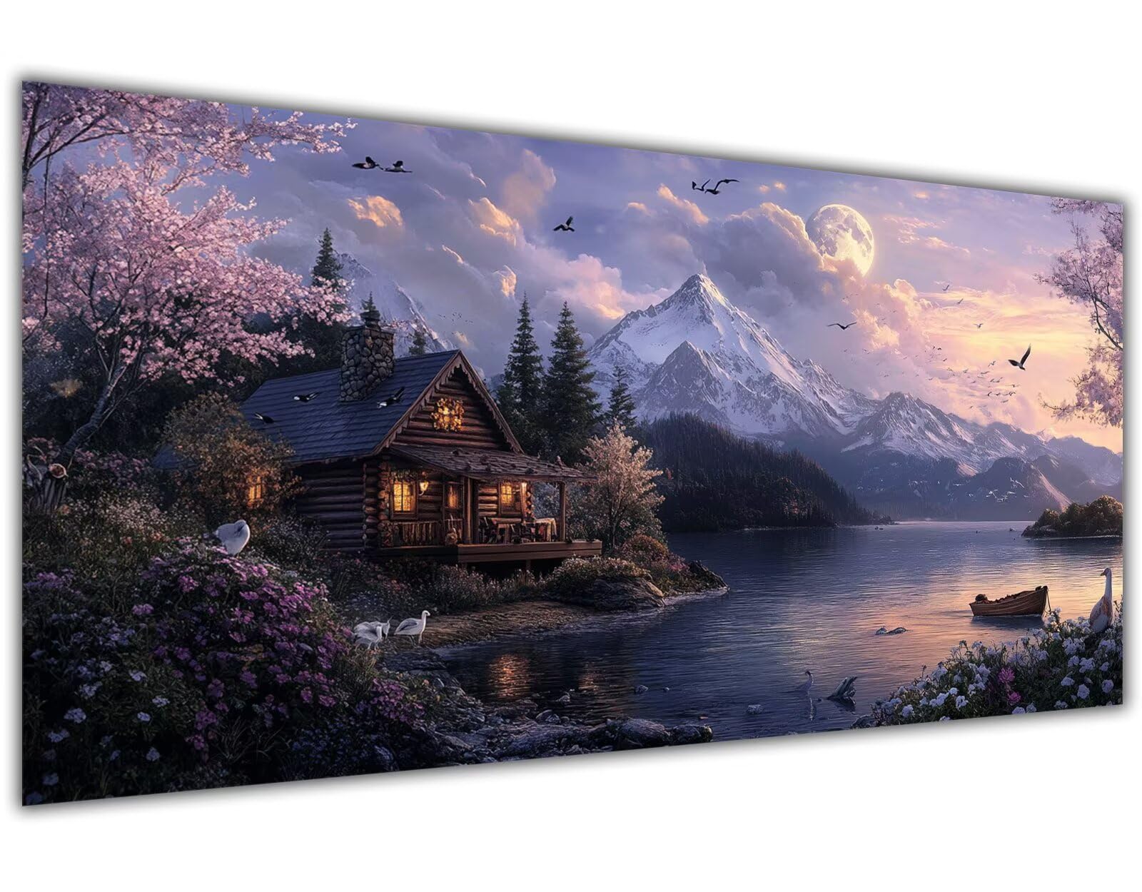 Paint by Numbers Montagne Peinture Numero Adulte Lac Peinture Numero Enfant, DIY Kit Toile Painting Acrylique Loisirs Créatifs Activité Manuelle Décor Maison Cadeaux femmes 90x180cm Sans Cadre-KL205