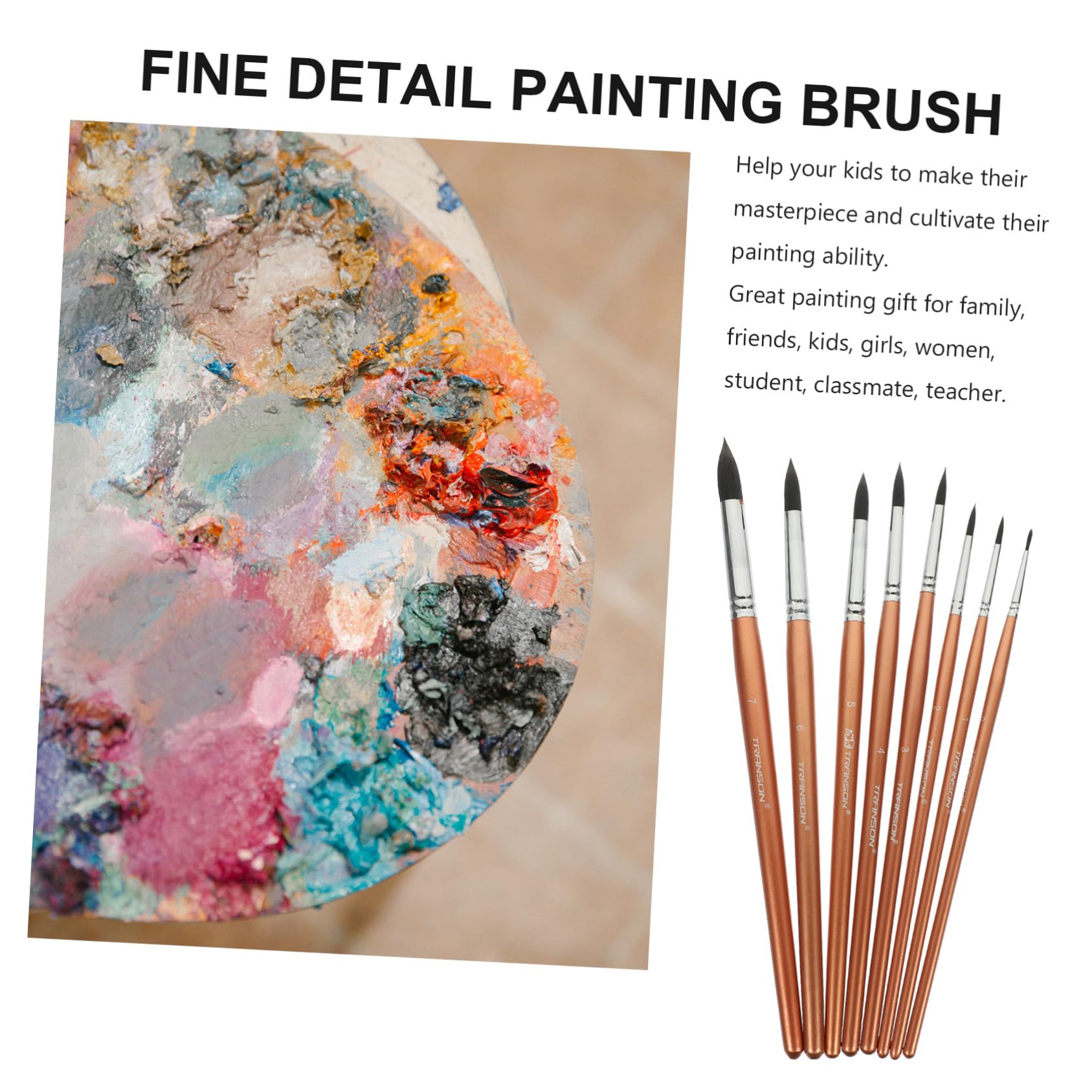 8 Piezas Pinceles Ergonómicos para Pintura Artística Mezcla de Pelo Animal para Acuarela y Óleo Cómodos y Duraderos para Uso Doméstico y Práctica Creativa