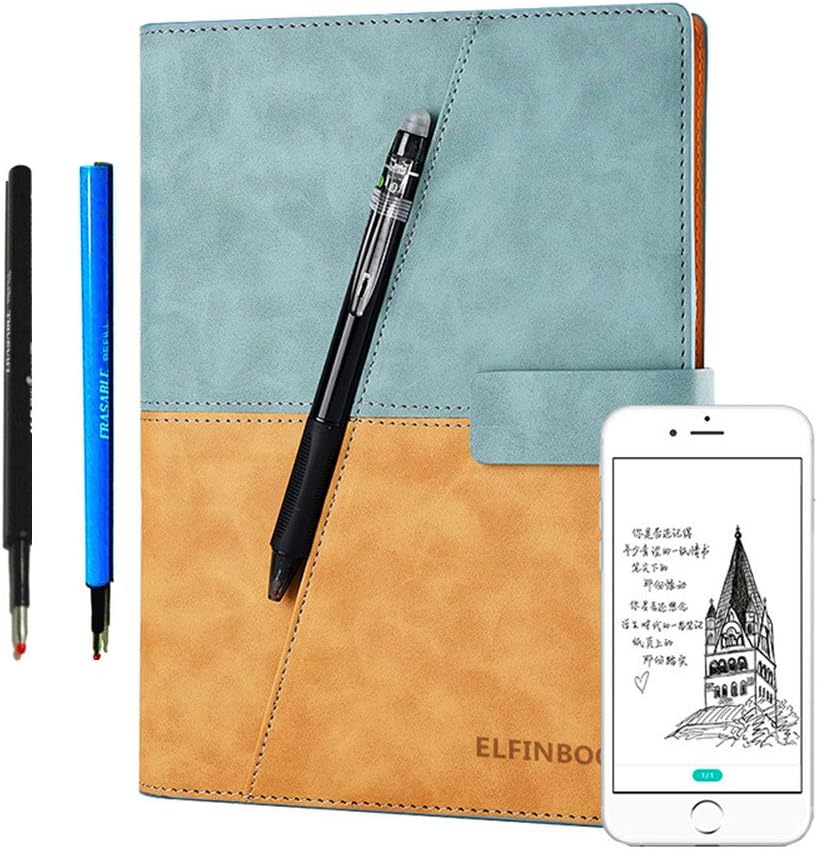 Smart Notebook 3.0 2019 APP Cloud Storage Drawing Book Sketchbook Notepad, Evernote Storage Water-to-Erase Mind Map Reusable Everlast Notebook Reusable 500+ Erasable Pen 70 Pages (Blue)