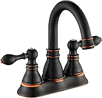 Derengge Oil Rubbed Bronze Centerset Bathroom Faucet, 2-Handle 3-Hole with Pop-Up Drain & 4-Inch Swivel Spout, F-4501-NB