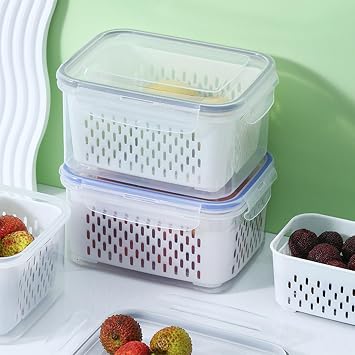 Fruit Containers for Fridge Leak Proof Veggie Saver Box