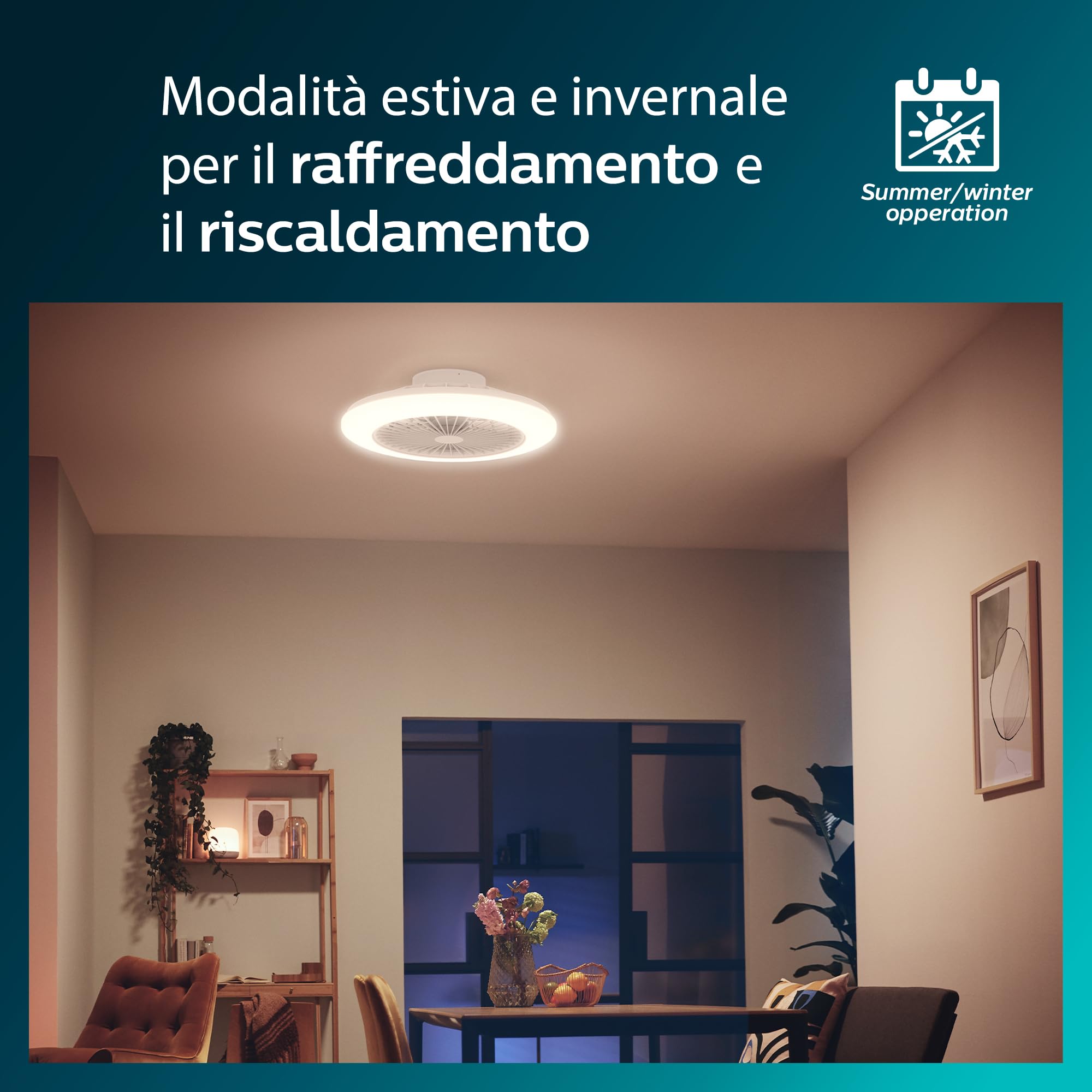 Amigo Fan Light Flat LED 25W+60W Remote Control round - sparkle