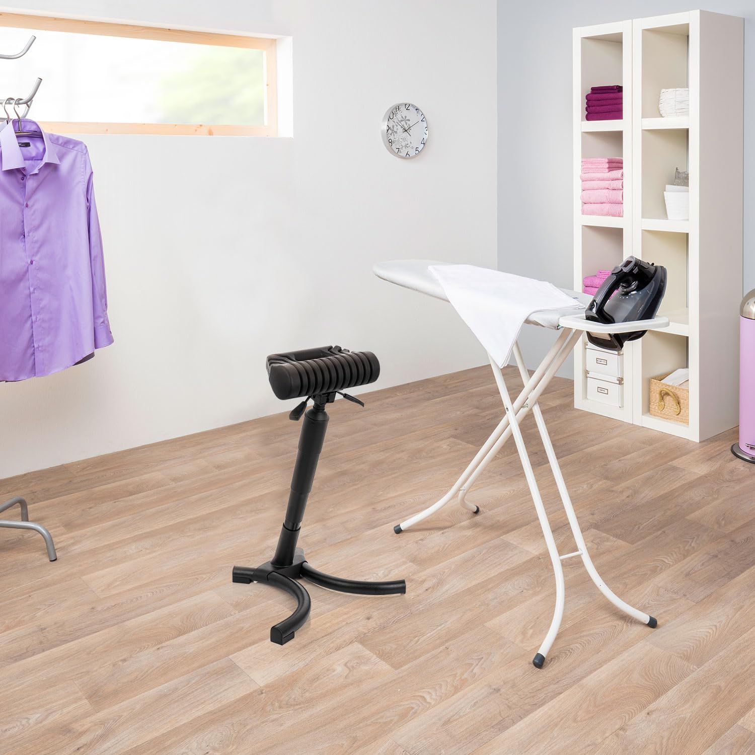 Tabouret Assis-Debout Top Work 33 Similicuir Noir Mousse Métal