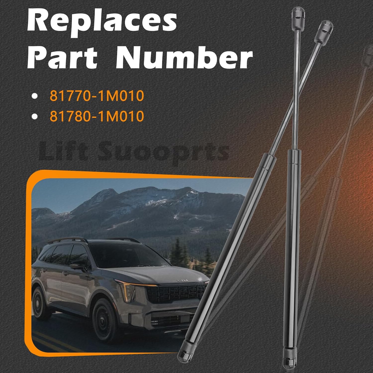18.71 in 2Pcs Liftgate Lift Support Tailgate Hatch Struts Gas Spring Shocks Rod Compatible with Kia Forte 2011-2013 Replaces # 81770-1M010 81780-1M010 (Note : 4 Door, Hatchback)