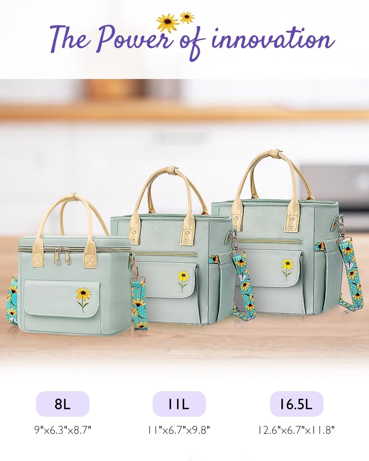 GLORIEROO Lunch Box for Girls Women - Insulated Leakproof Waterproof Lunch Bag Cooler with Multi Pockets Removable Strap for Work - Back to School Christmas Birthday Gift (Green)