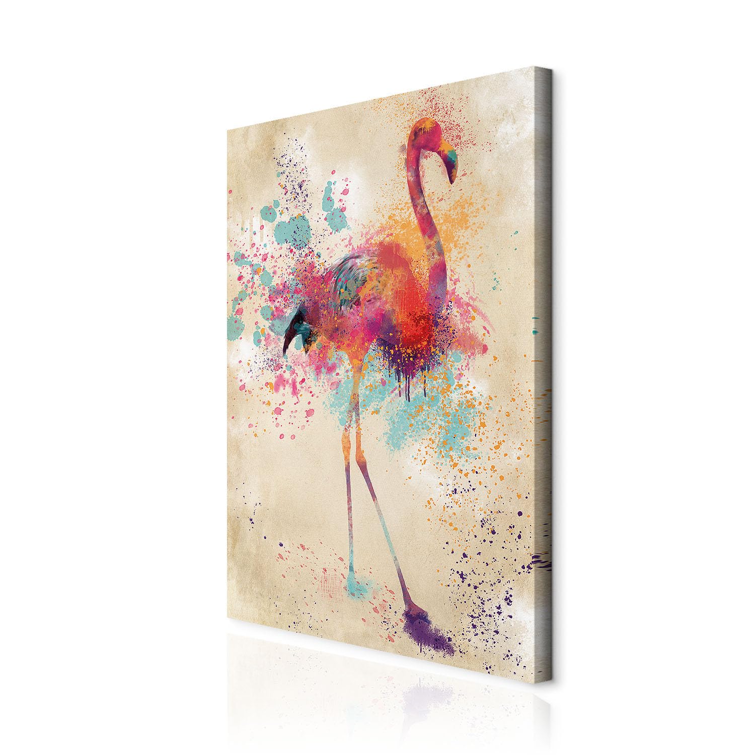 decomonkey | Colorful Animals Canvas Print | 23.6" x 35.4" / 60x90 cm | Wall Art | Wall Picture | Non-Woven Canvas | Photo 1 piece | Artistic Flamingo Artwork Image Decoration Painting | Living Room