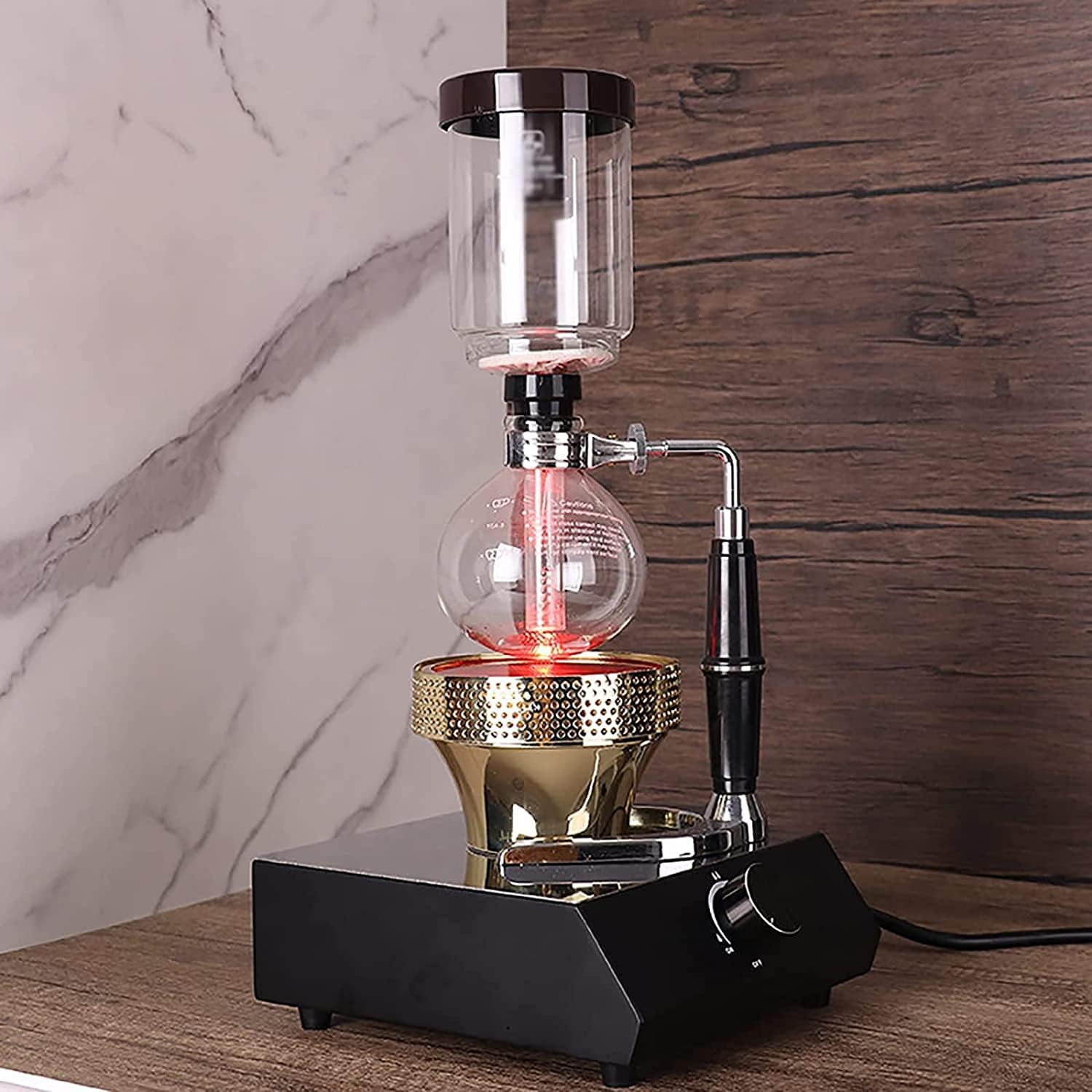 KEULEN Siphon Coffee Heating Stove, 400W Electric Coffee Burner, Heat Resistance 750℃, Rotary Switches Adjustable Heat, No Open Flame, Temperature Control and Energy Saving, for Syphon Coffee Maker