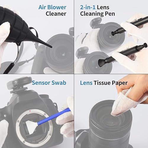 Vista 11 de Camkix Kit de limpieza para lentes de cámara, soplador de aire, bolígrafo de limpieza de lentes 2 en 1, cepillo de limpieza, botella de spray