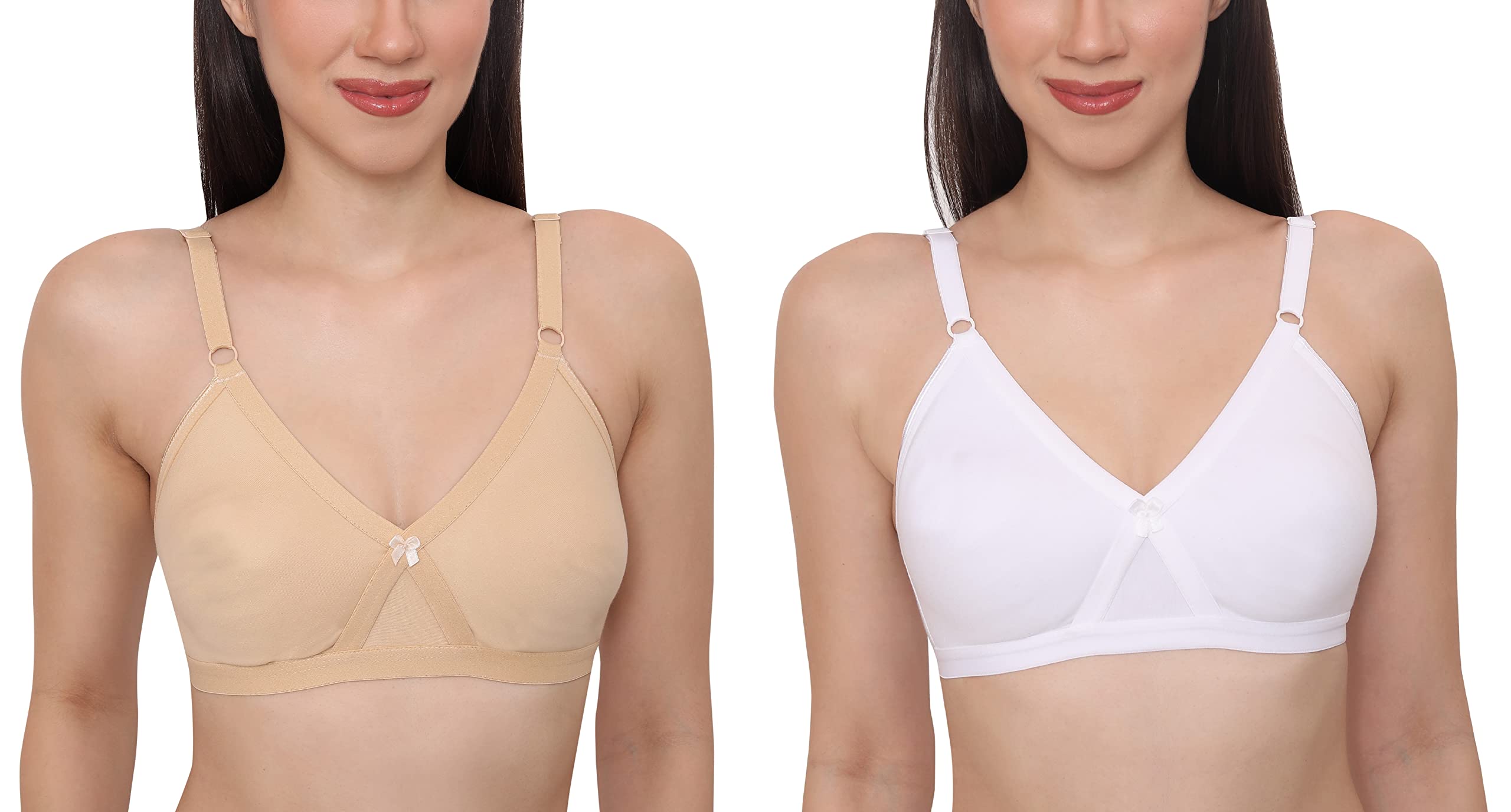 glamoras Women Poly Cotton PC Interlock Fabric Full Coverage Non-Padded Non-Wired Adjustable Straps Everyday Bra, Size 32-40, C & D Cup, Pack of 2-picture-20