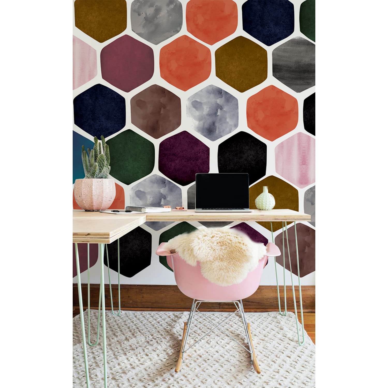 Papier peint nid d'abeille Coloray 250x250cm pour créer un salon cosy et moderne