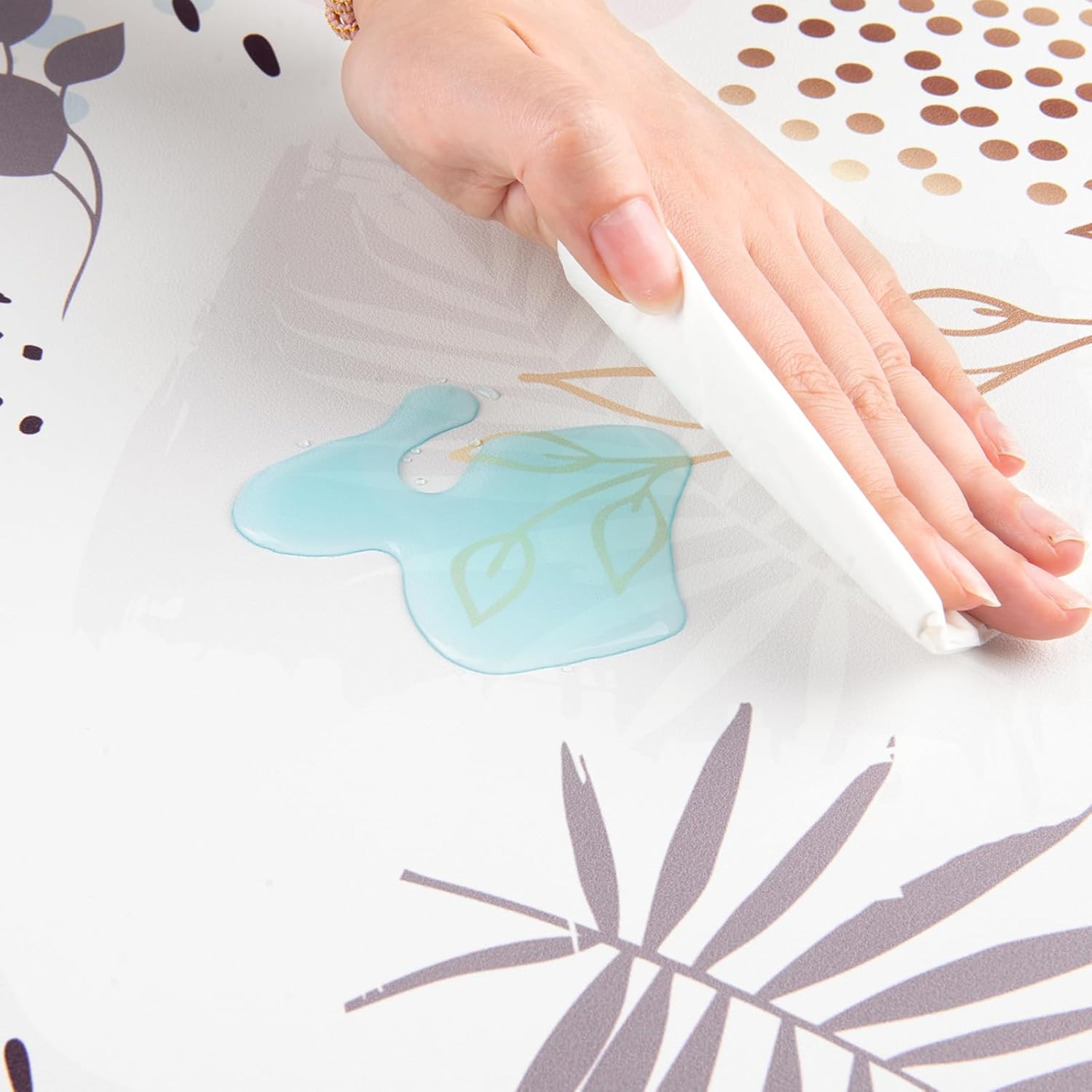 QIYI Large Mouse Pad, Extended Desk Mat for Desktop, PU Leather Waterproof Gaming Mousepad, Computer Desk Accessories Protector Writing Pads for School Office Home 31.5" x 15.7" - Abstract Leaves - Image 3