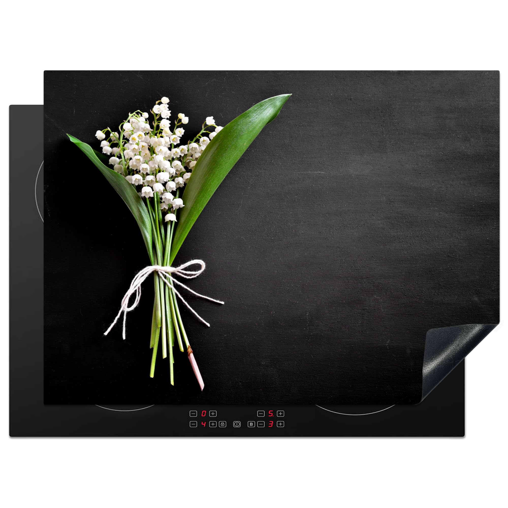 KitchenYeah© Induction Hob Cover Protector Mat 20.5"x27.6" / 70x52 cm Kitchen Universal Ceramic Covers for Electric Cookers Vinyl Lily of The Valley - Flowers - Still Life - Flora