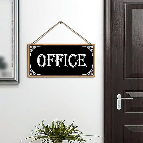 Miniatura 3 de Dacawin Letrero de madera para puerta de oficina, duradero, profesional y de alta calidad, para puerta delantera, para oficina en casa y negocios,