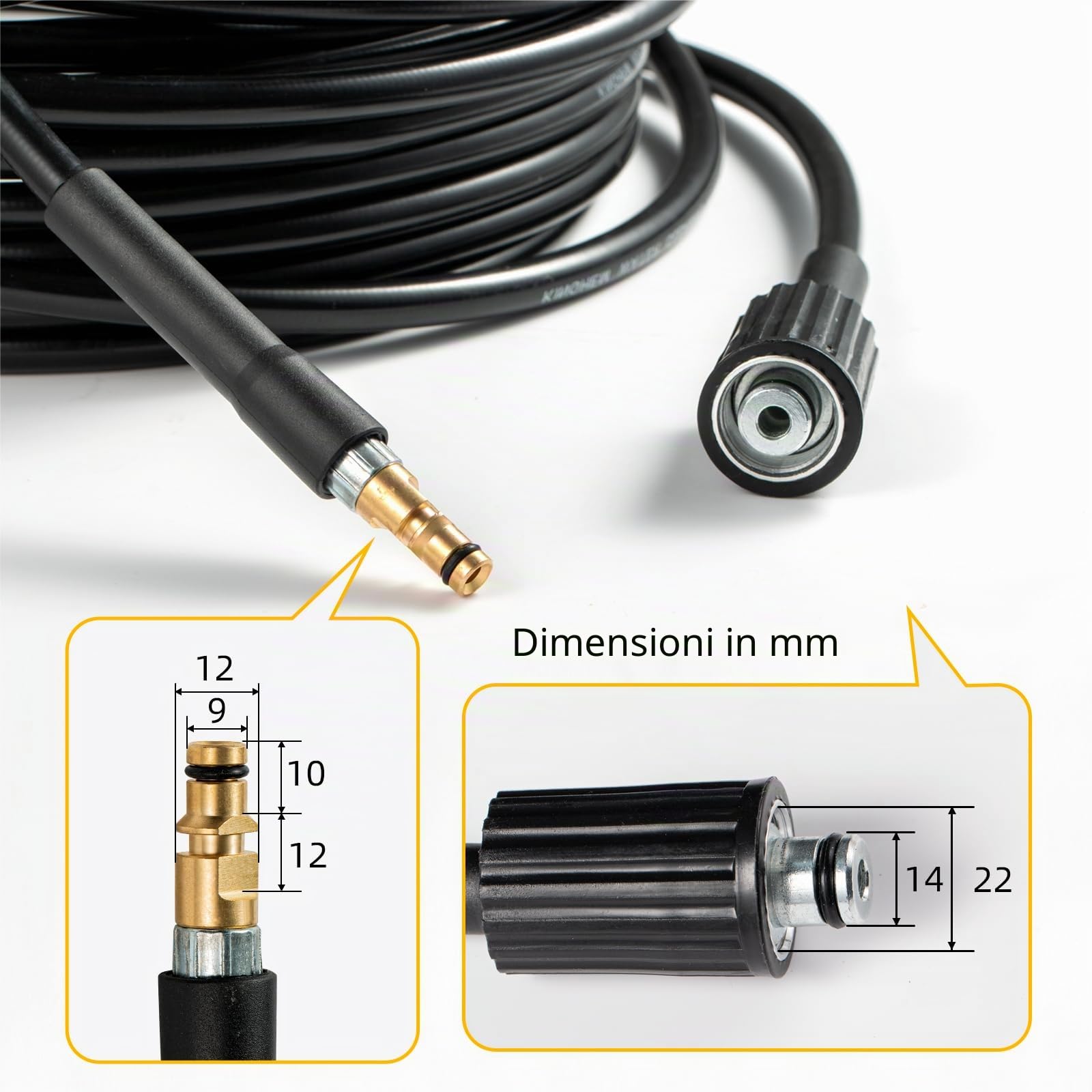 YUET 5M Tubo Flessibile ad Alta Pressione, Quick Connect Tubo di Ricambio per Kärcher M22 Filettatura a Vite Per Karcher K2, K3, K4, K5, K6, K7, Accessori per Idropulitrici