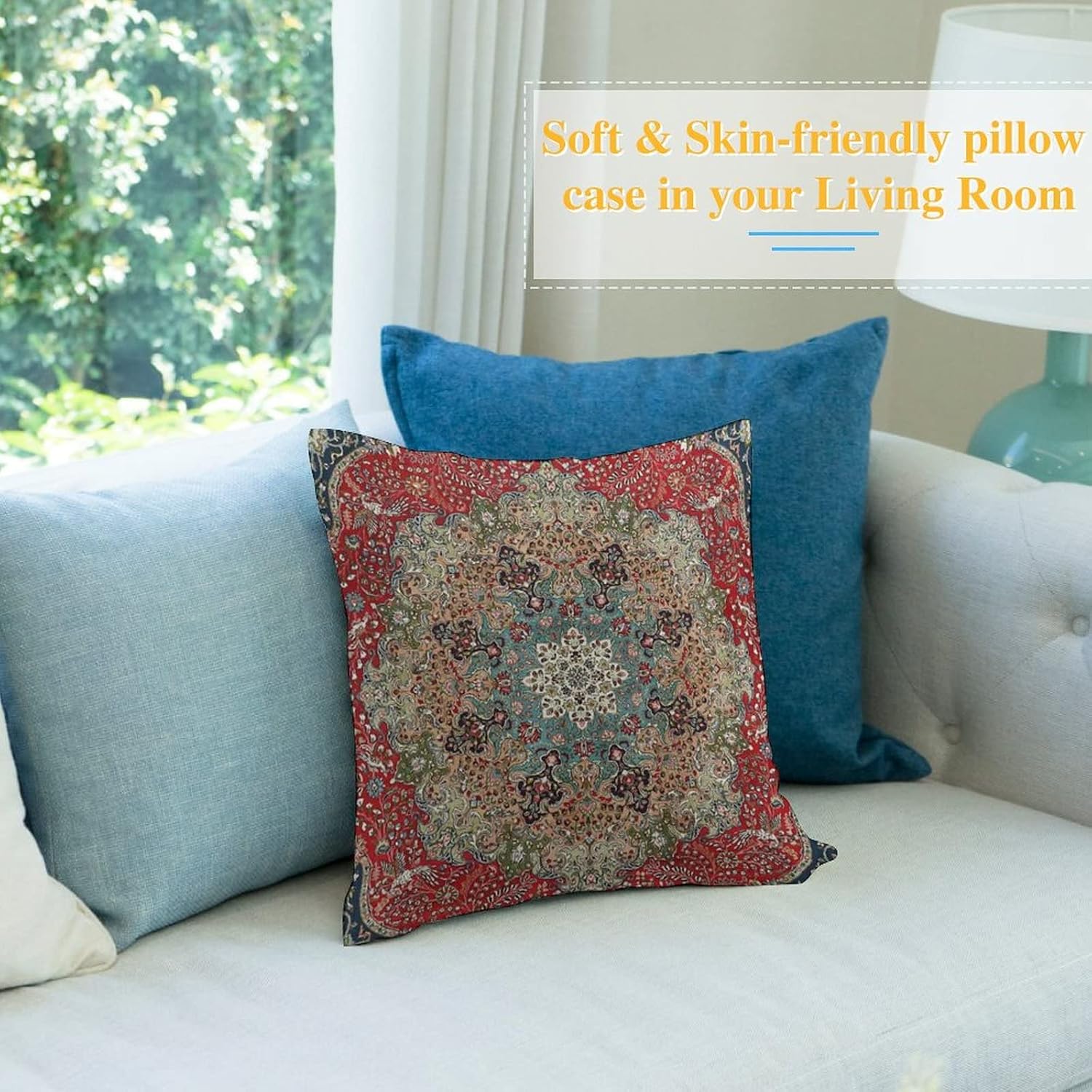 RURALS Vintage Antique Persian Carpet Print 1 Decorative Pillow Covers Cozy Soft Throw Pillowcase Square Couch Cushion Cover for Home Decor Sofa Living Room Bed Car 18x18 Inch