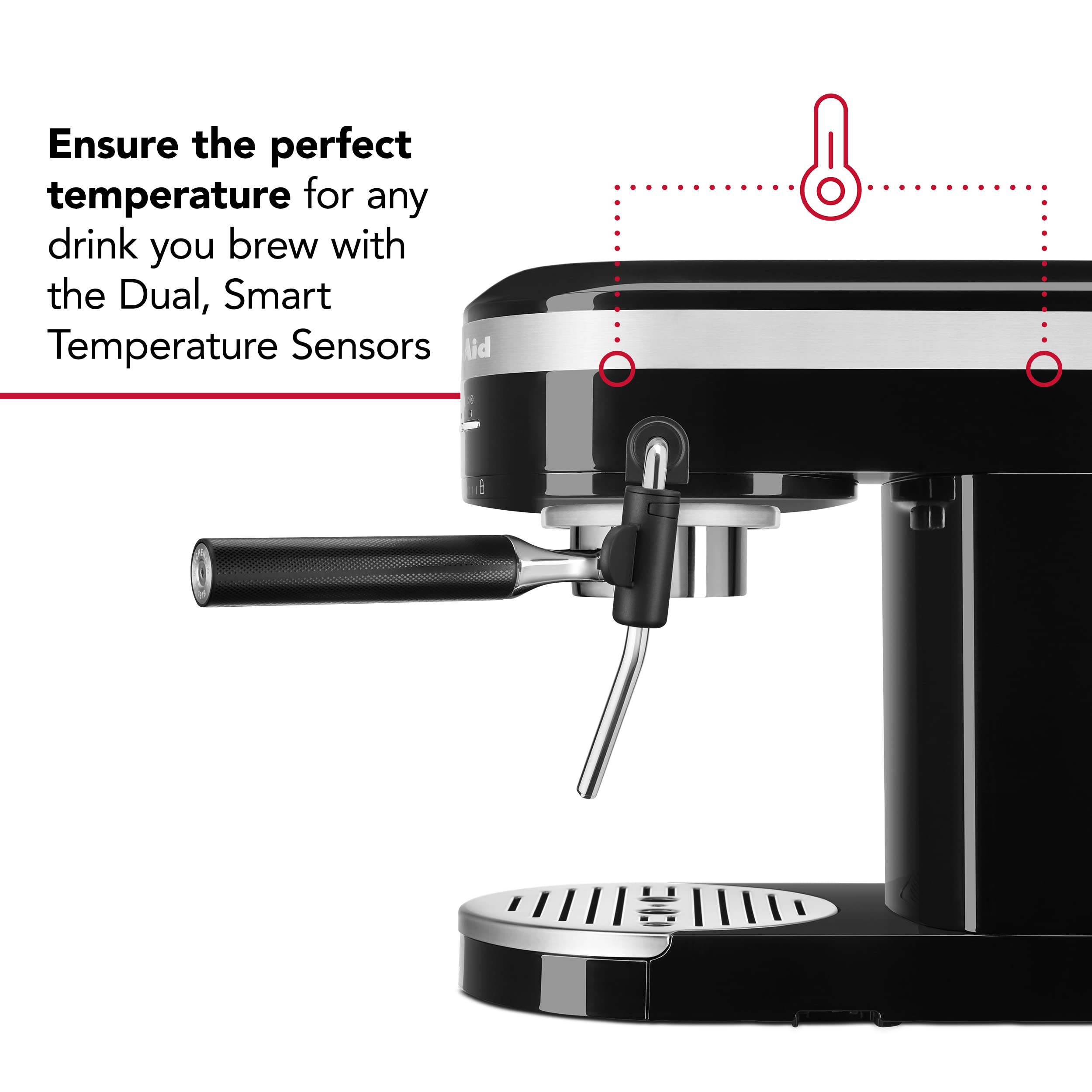 KitchenAid - Máquina de café espresso semiautomática de metal, color negro, 1,4 litros