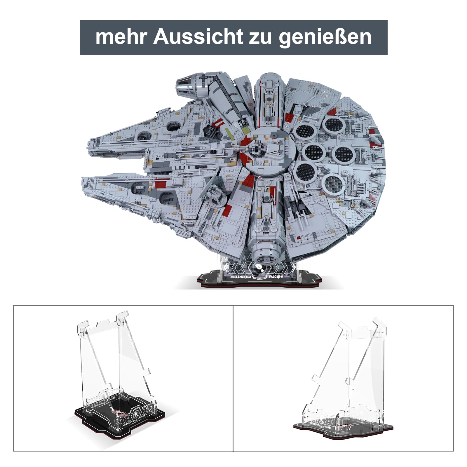 cooldac Acryl Display Ständer kompatibel mit Lego Star Wars Millennium Falcon 75192, Vertikaler Transparenter Display-Ständer(Nur Display-Ständer, Kein Modell Enthalten)