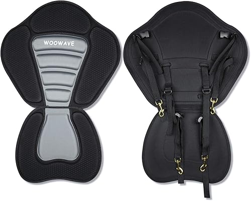 Miniatura 15 de WOOWAVE Asiento de kayak acolchado de lujo asiento ajustable de barco asiento de pesca acolchado asiento de pesca respaldo alto cómodo respaldo 1