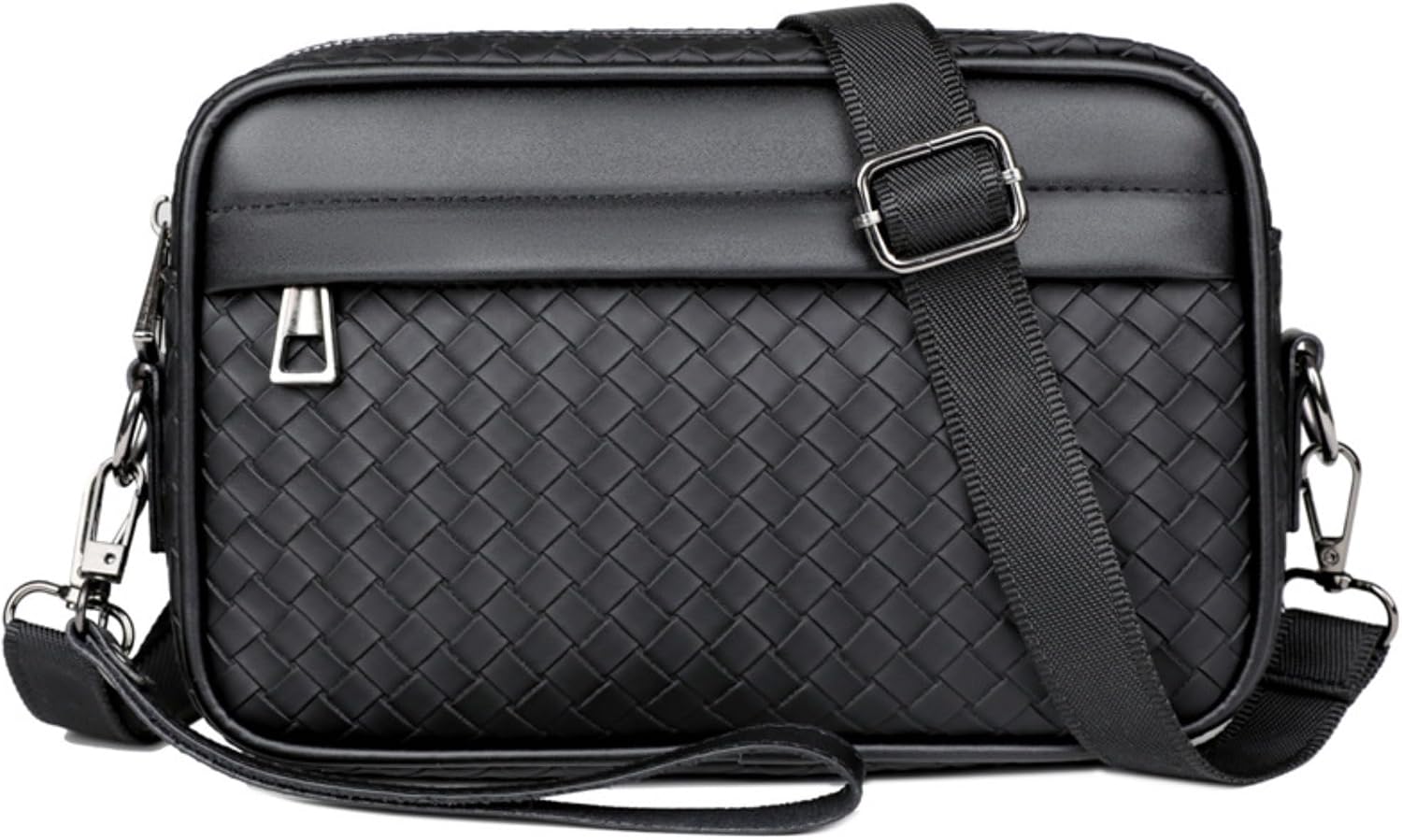 Men's Plaid Leather Shoulder Bags,Business Casual Crossbody Handbag Sling Bag for Office Travel Outdoor Daily