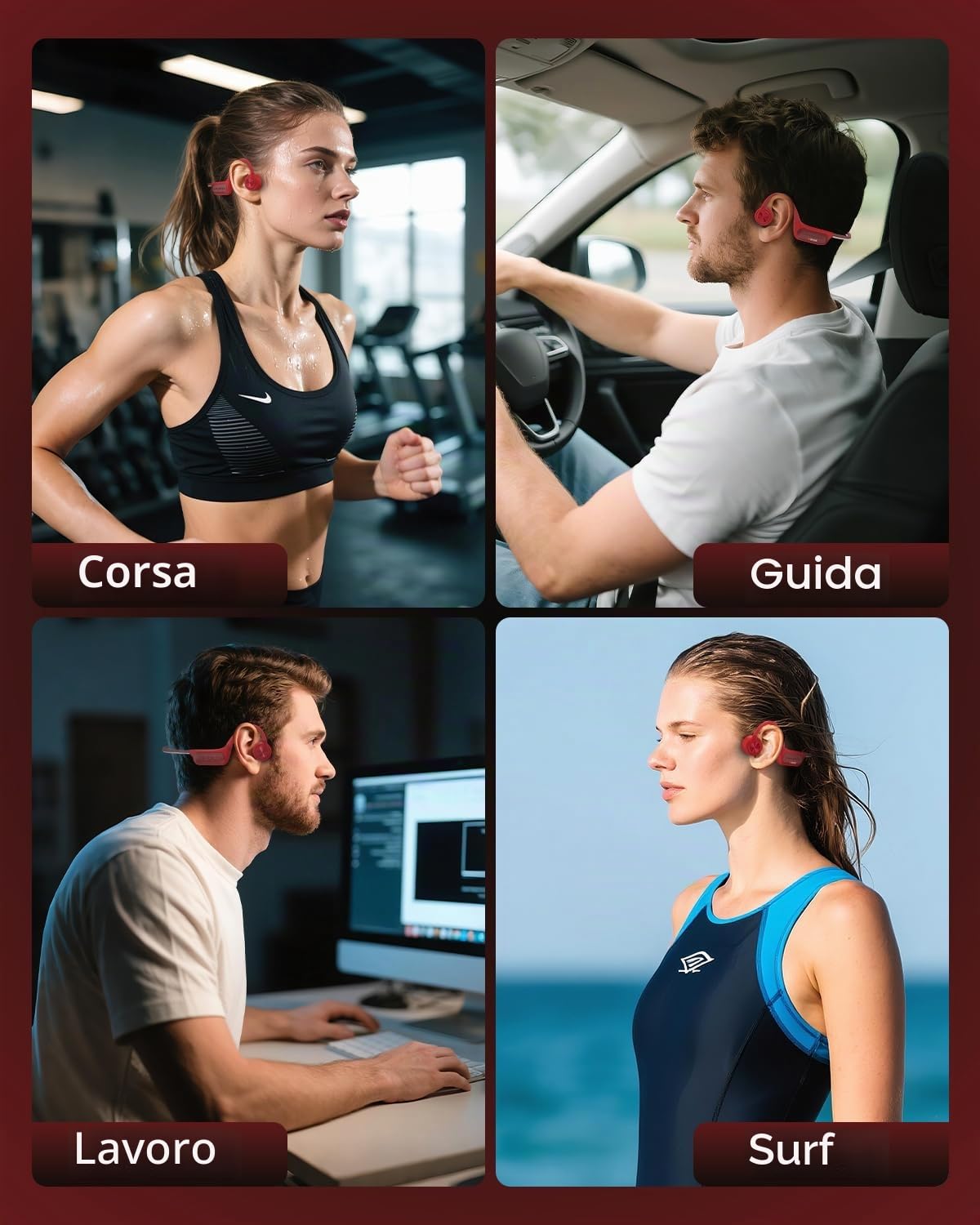 Wantek Cuffie con suono osseo, nuoto, Bluetooth IP68, impermeabili, nuoto, con memoria da 32 GB, lettore MP3, auricolari aperti, senza fili, per nuoto e corsa