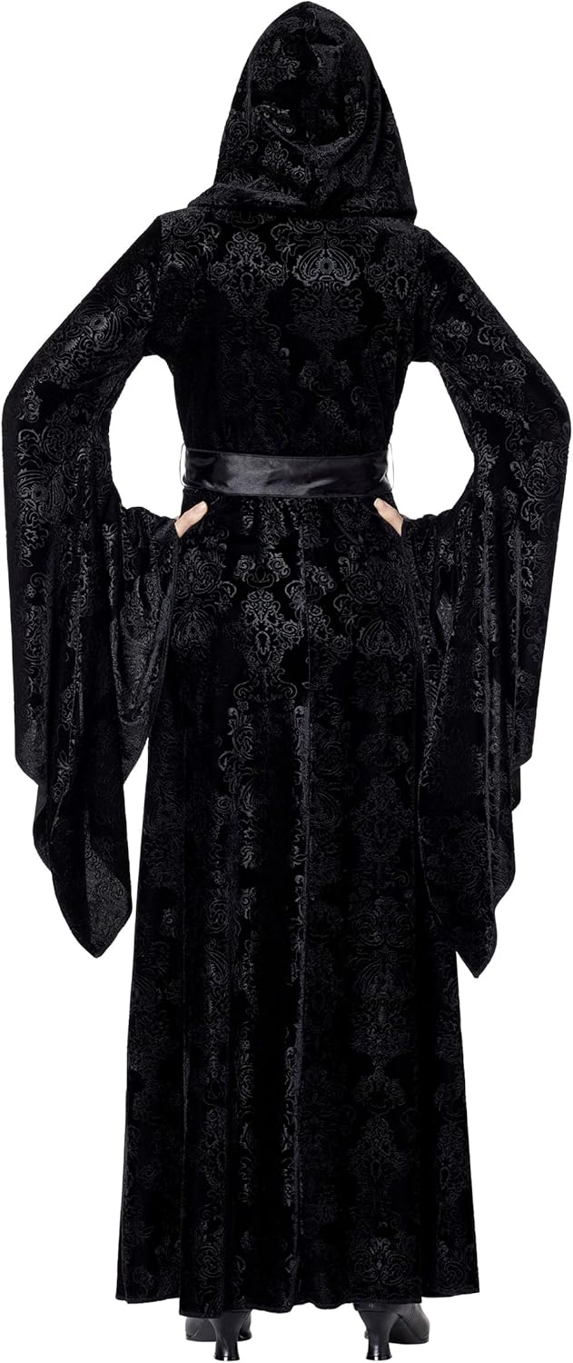 Spirit Halloween Velvet Hooded Robe | Black Robe | Robe Costume