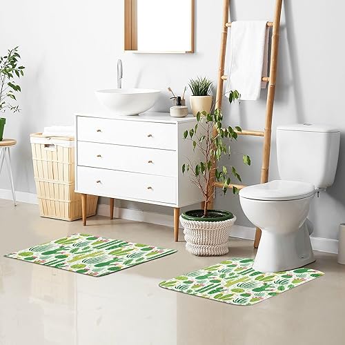 Miniatura 7 de Tapete de baño de cactus suave, absorbente, antideslizante, lavable a máquina, juego de tapetes para baño, dormitorio, bañera, tapete de inodoro en