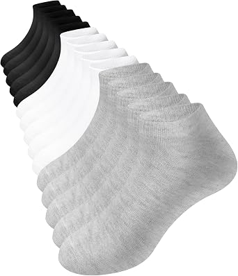 15 Pairs Kids Socks for Boys Girls Low Cut Athletic Ankle Socks Half Cushioned Crew No Show Sock