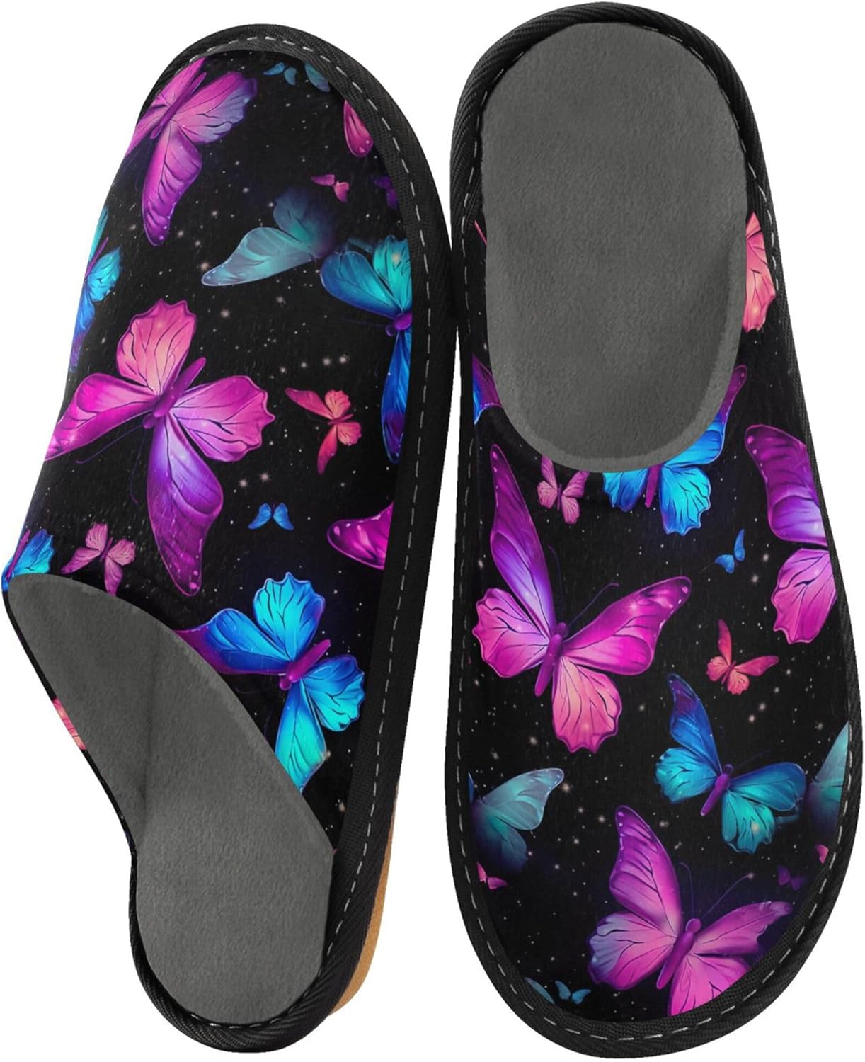 Butterfly House Slippers – Cozy Fuzzy Slippers for Guests, Washable & Disposable, Perfect for Shoeless Home, Spa & Hotel Use A111138