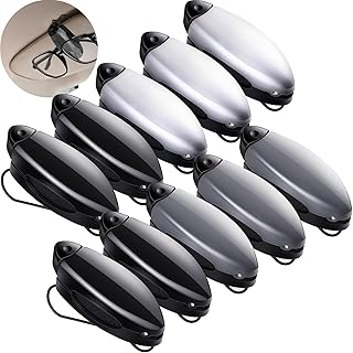 Frienda 10 Pieces Auto Car Vehicle Sun Visor Clip Holder for Sunglasses Glasses Holder Hanger Eyeglasses Mount Ticket Card Clip Car Accessories(Black, Gray, Silver)