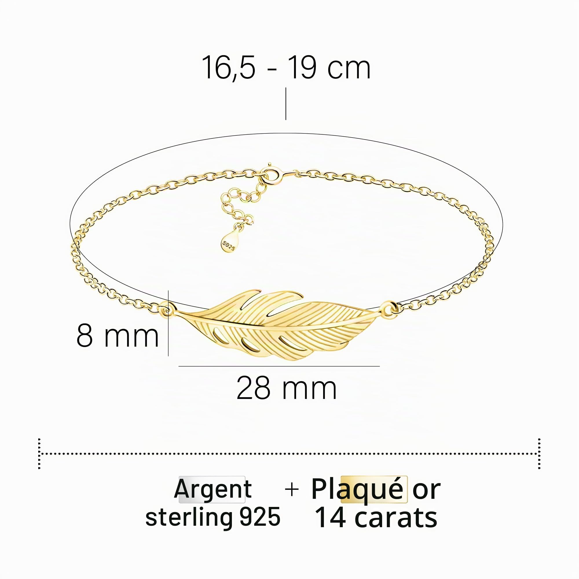 Sofia Milani - Bracelet pour Femme en Argent 925 - avec Pendentif en Forme de Plume Aile Ange
