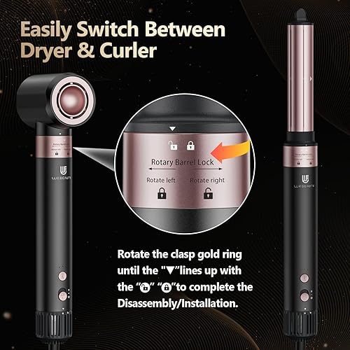 Miniatura 5 de Secador de pelo Estilo de aire caliente Varita rizadora automática de envoltura automática de 1 14 pulgadas, secador de pelo iónico negativo de