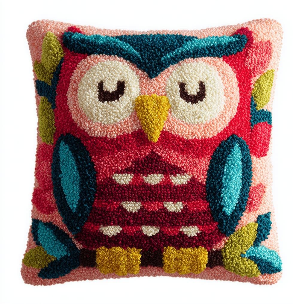 Kitquiver Beginner Latch Hook Cushion Kit,Owl Decor Pillow Cover 43X43Cm