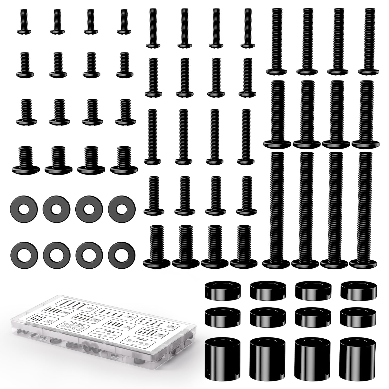 PUTORSEN Universal VESA Schrauben Set - M4 M5 M6 M8 Schrauben mit Abstandhalter, für TVs/Monitore bis 80 Zoll, Kompatibel mit Monitor-Wandhalterungen und TV-Standfüßen