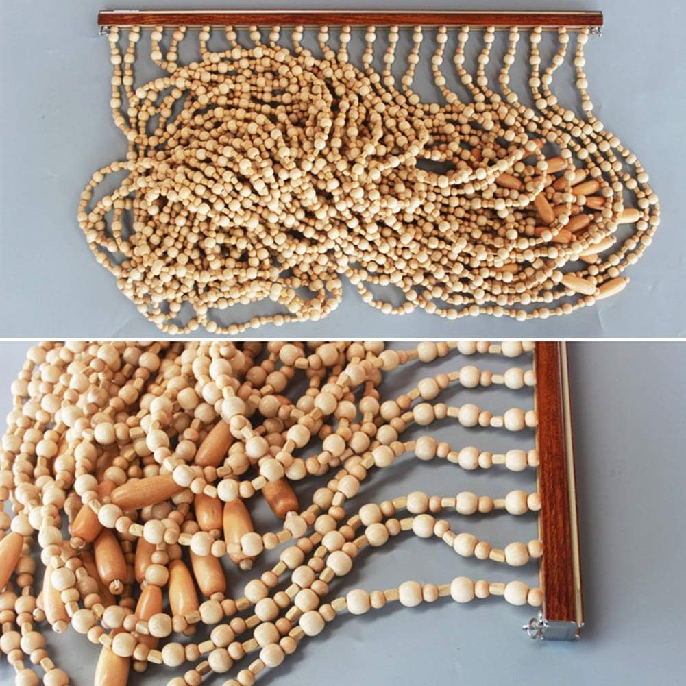 Beaded Door Curtains for Doorways Wood Bead String Curtain for Room Dividers Entrance Aisle Retro Hanging Ornament -25/35 Strands -4 Colors (Color : D, Size : 25 Strands-1.0x1.76m)