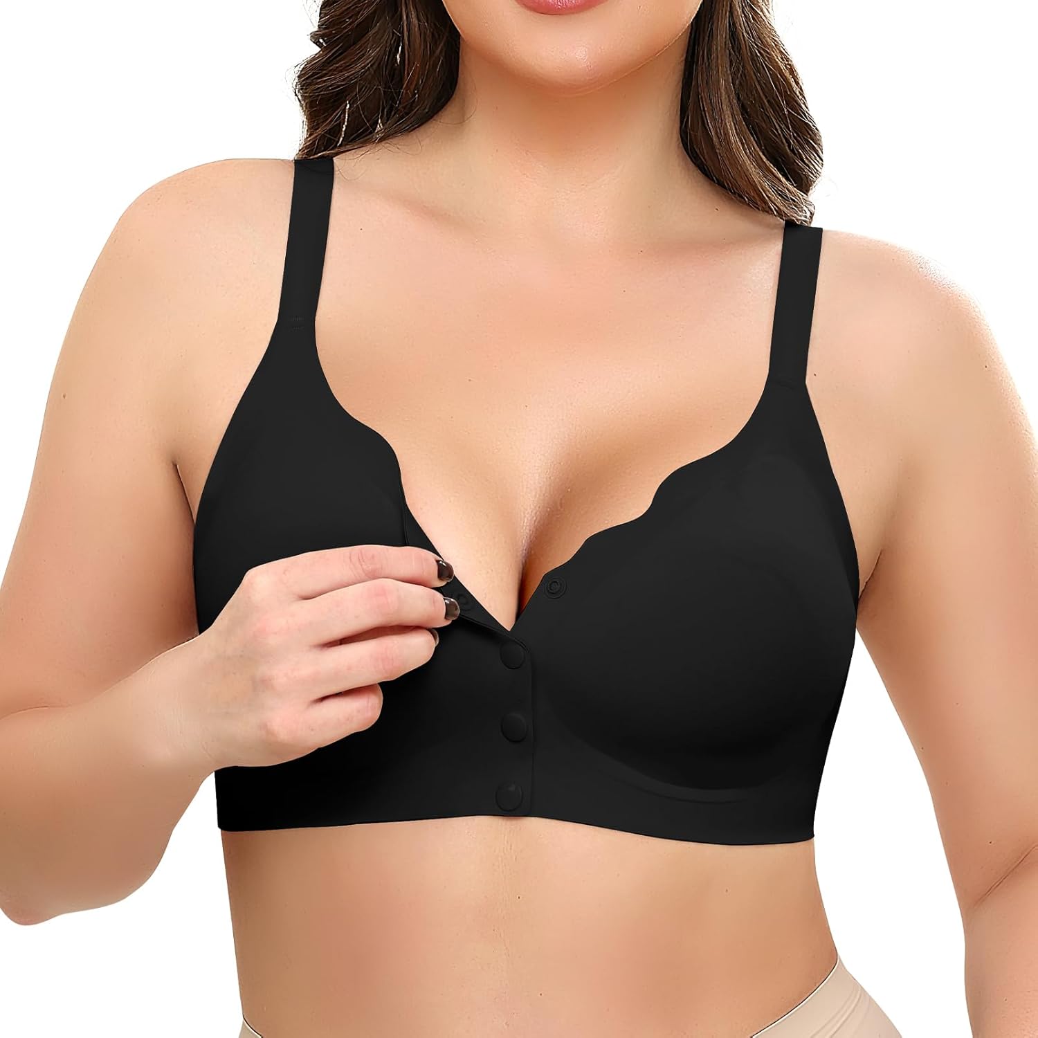 Werena Wireless Bras Front Close Bralette Women Padded Jelly Bra No Underwire Seamless Bralettes with Adjustable Straps