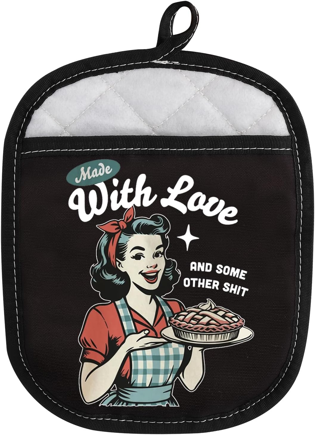 WCGXKO Made with Love and Some Other Shit Oven Mitt Pot Holder with Pocket Bakery Gift (Some Other)