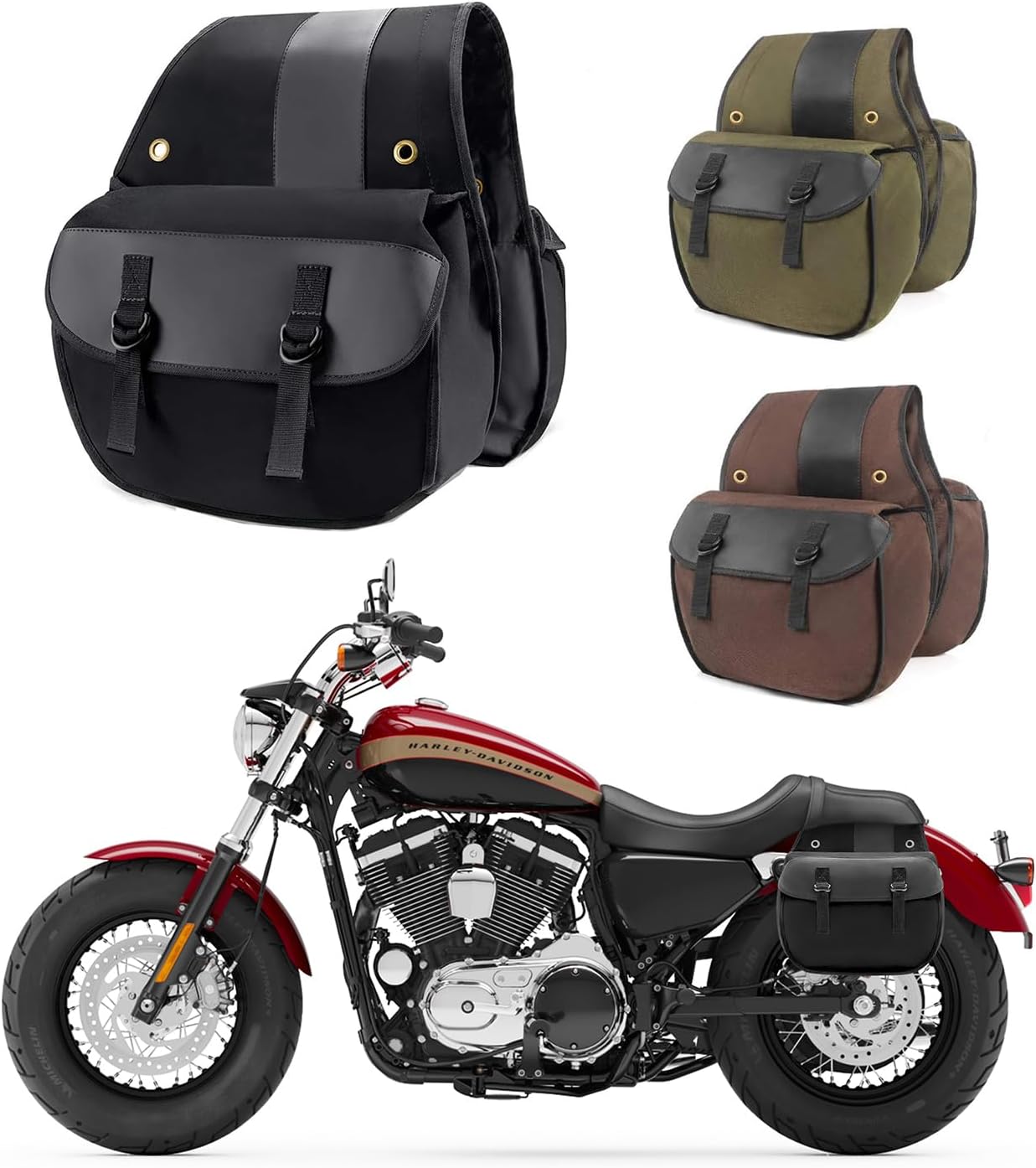 Nomad USA Quick-Easy Universal Fit Throw Over Motorcycle Canvas Biker Cargo Saddlebags (Black)