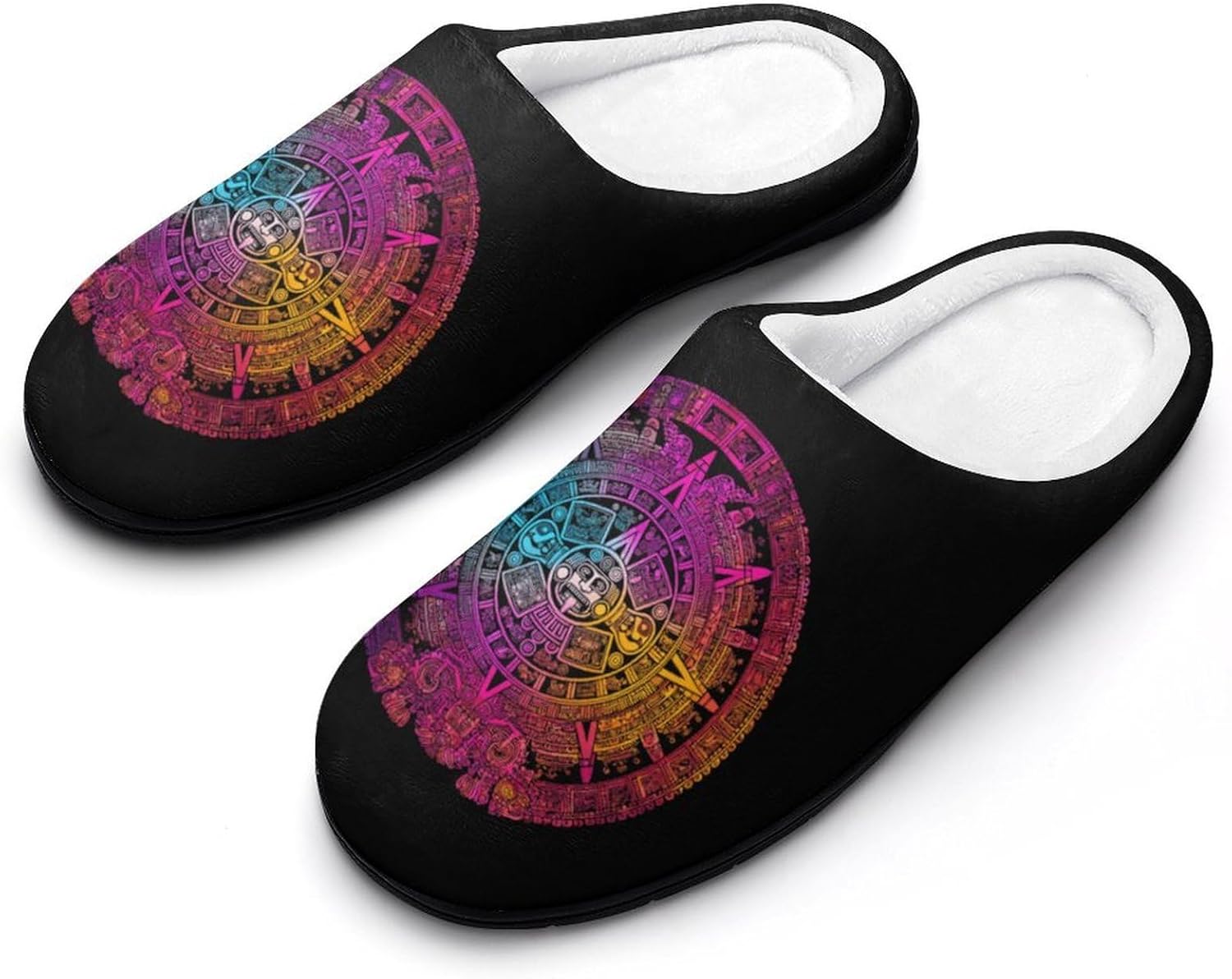 Colorful Aztec Calendar Womens House Shoes - Non-Slip Comfort