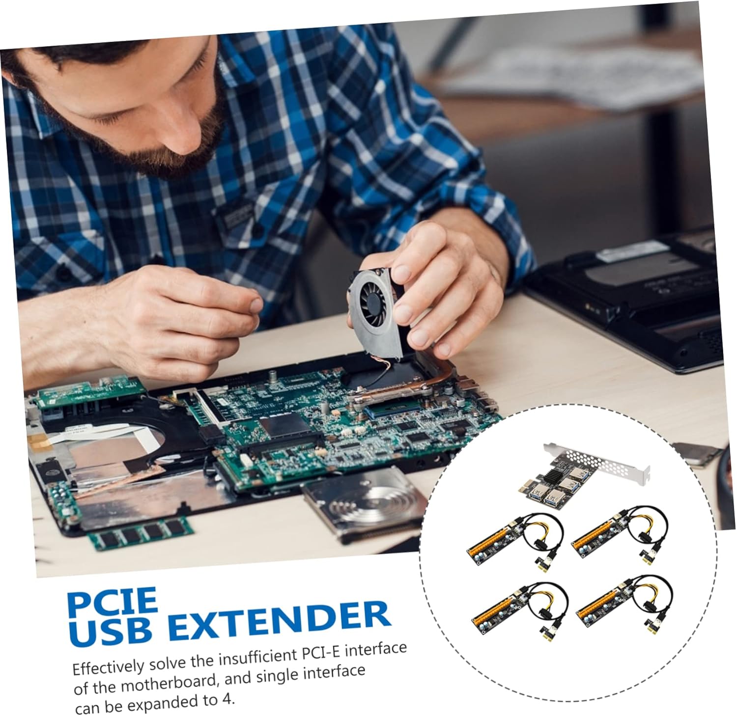 DOITOOL Pci-e Riser Card USB to Pcie Adapter for Computer Expansion Plated Easy Install