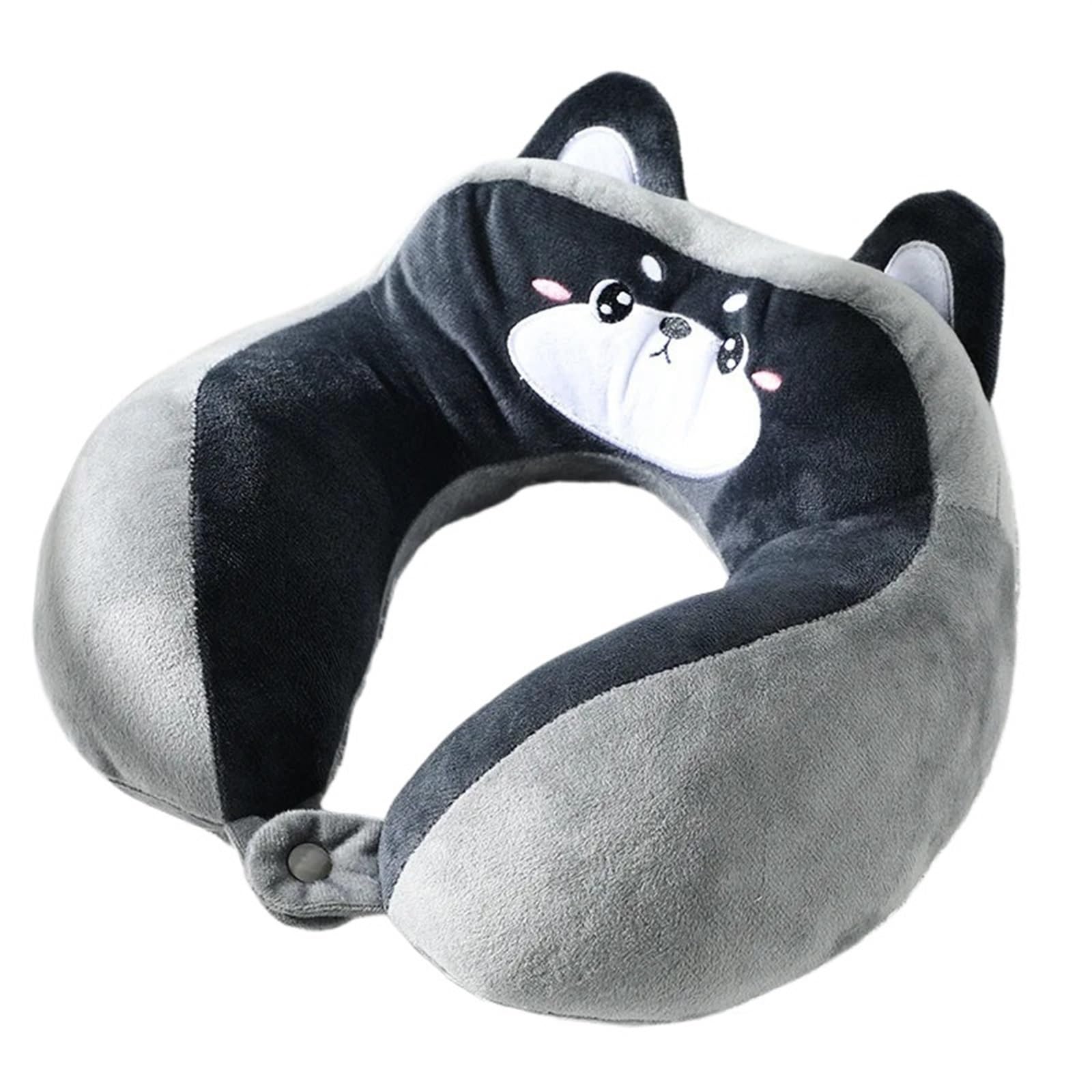 YShiuoL Neck Pillow Neck Pillow Cartoon U-shaped Pp Cotton Crystal Velvet Embroidery Car Office Nap(A)