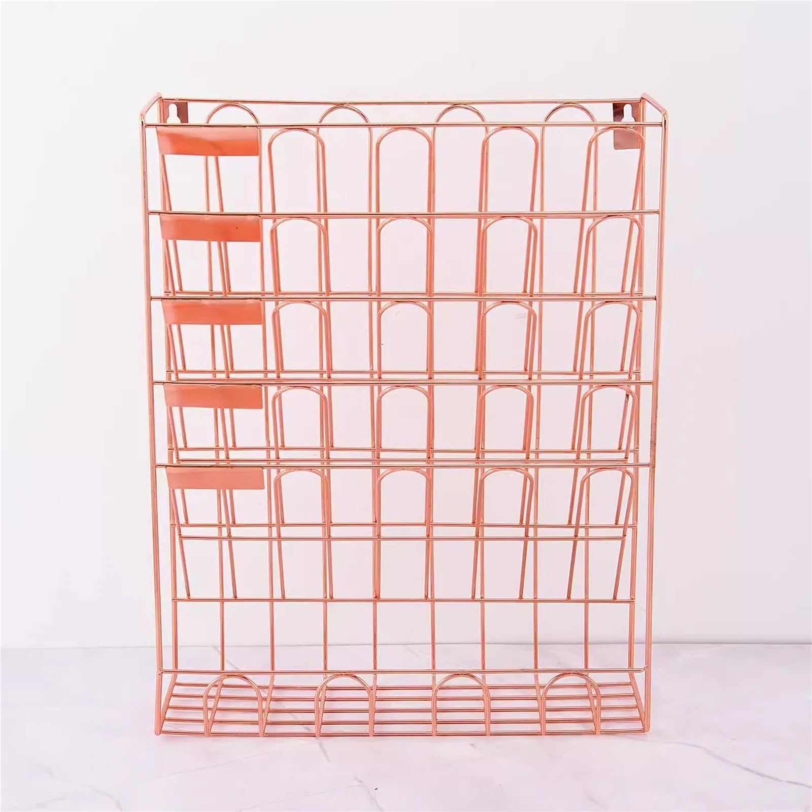 Wandordner Wall-Mounted Storage Rack Five-Story Metal Wall File Holder Newspaper Basket Paper Organizer Magazine Mail Rack Display(Gold)