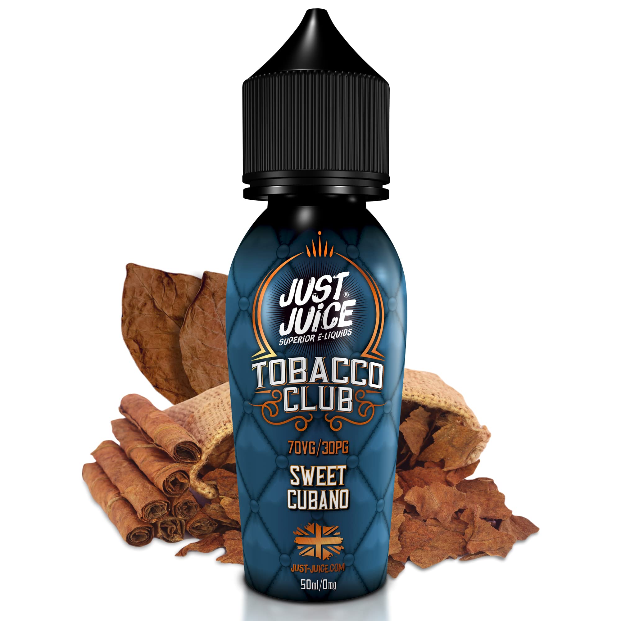 Just Juice Superior E-Liquids Vape Liquid with No Nicotine, 50ml 0mg Shortfill Eliquid, 70/30 Vape Juice in 60ml Bottle, Space for 10ml of Nicotine Shot or Nic Salts, Sweet Cubano, Blue